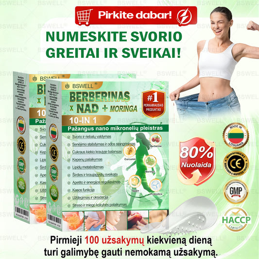 🎁 Liko tik 5 dėžutės! Suteikiame jums papildomą 50 % nuolaidą.  Išlaikykite sveiką ir gražią figūrą 💚  Jei praleisite dabar, kitais metais tokios galimybės gali nebebūti.